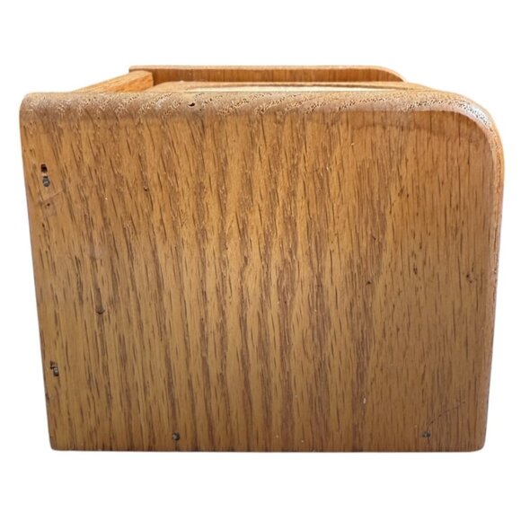 Set Of 6 Wooden Coasters With Cork Insert Matching Holder Vintage 80s Golden Oak - Picture 9 of 12